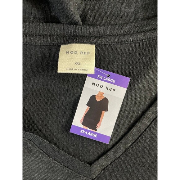 Mod Ref Womens Short Sleeve Vee Neck Top (Black, XXL) NEW! - Picture 3 of 4